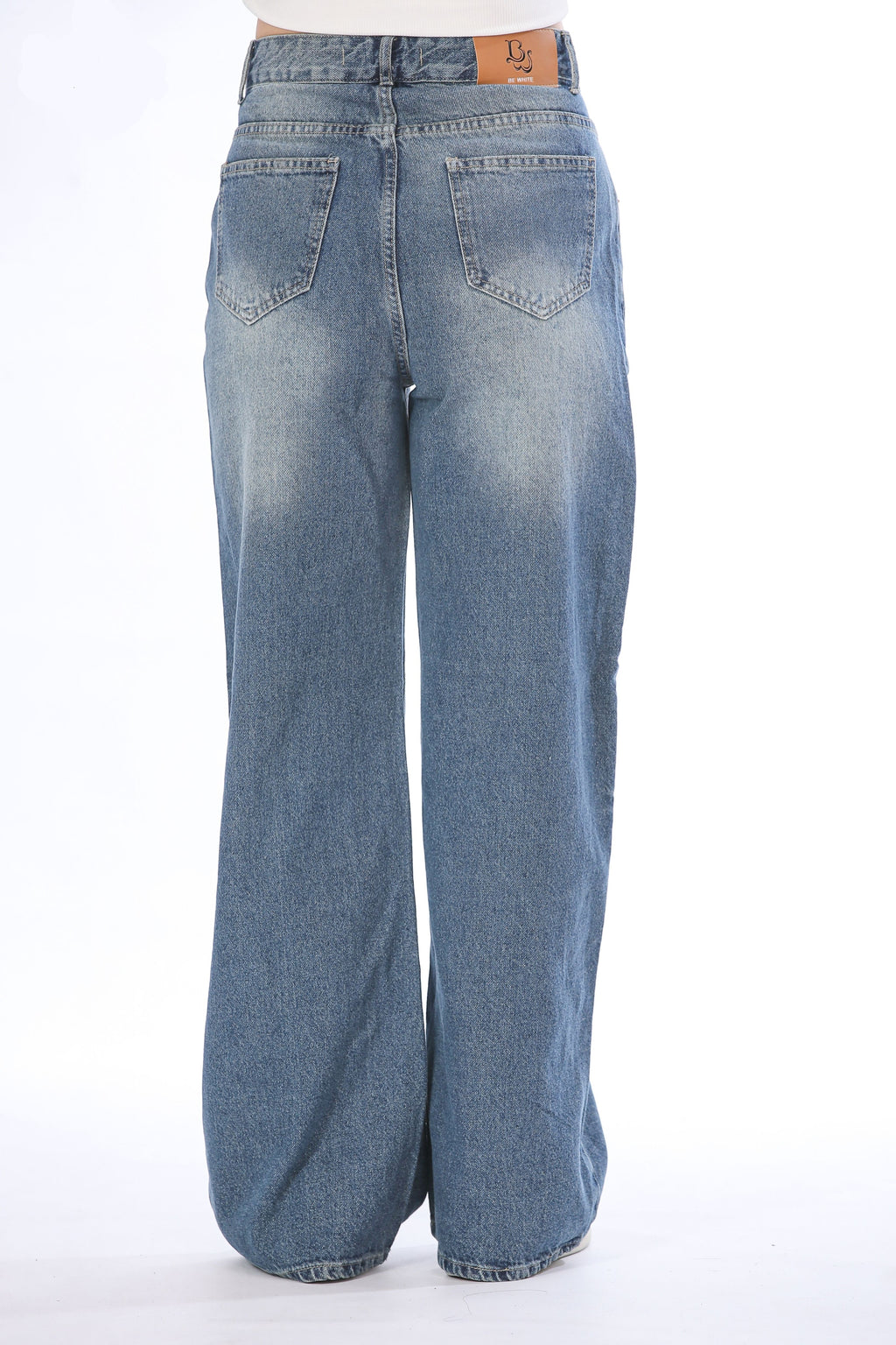 High-Waist Double Button Wide Leg Jeans - 11693/2