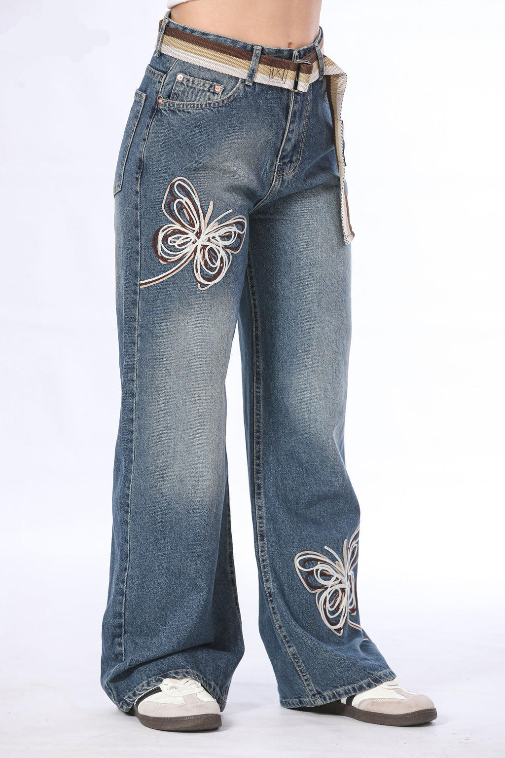 Baggy Denim with Butterfly Stitching - 11689