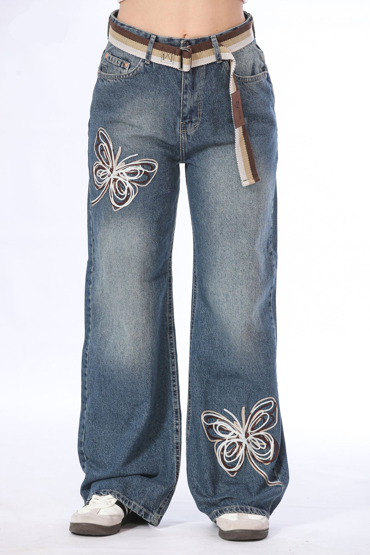 Baggy Denim with Butterfly Stitching - 11689