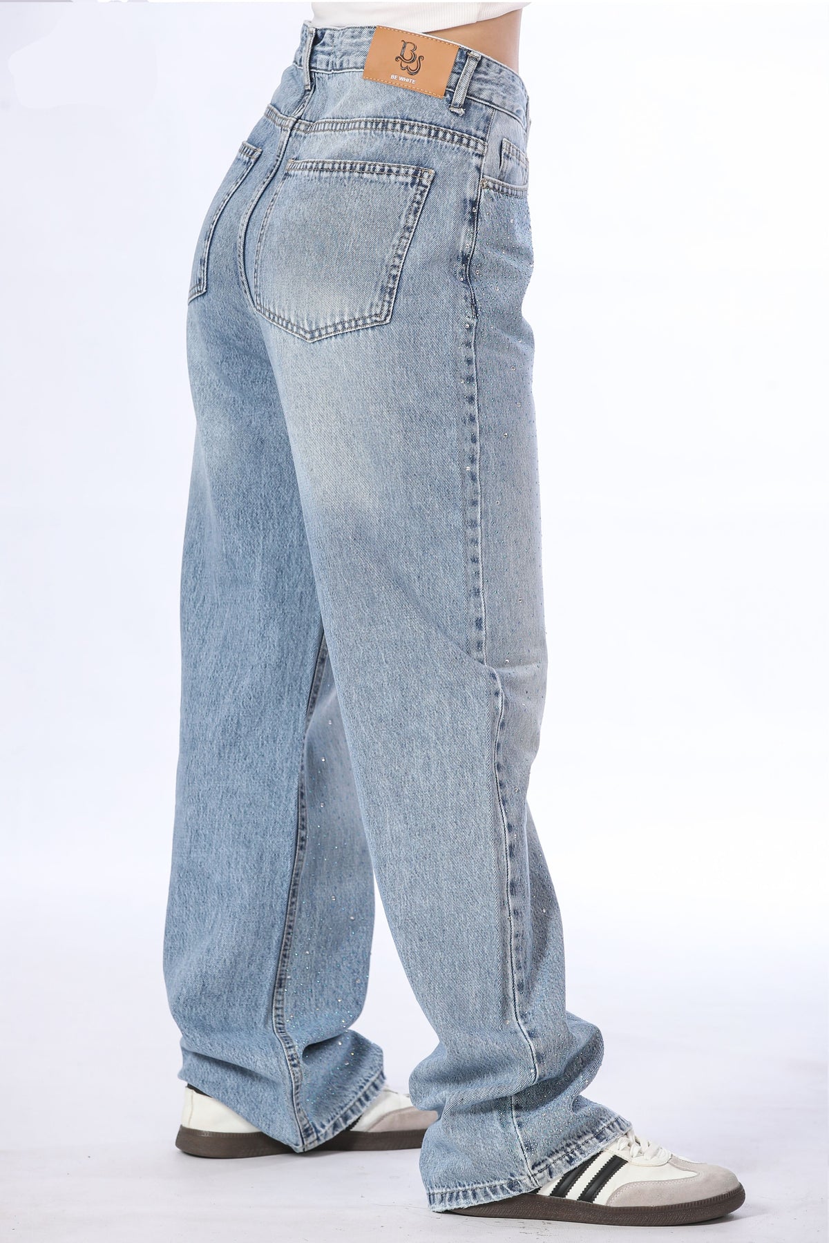 Scattered Crystal Baggy Jeans - 11723