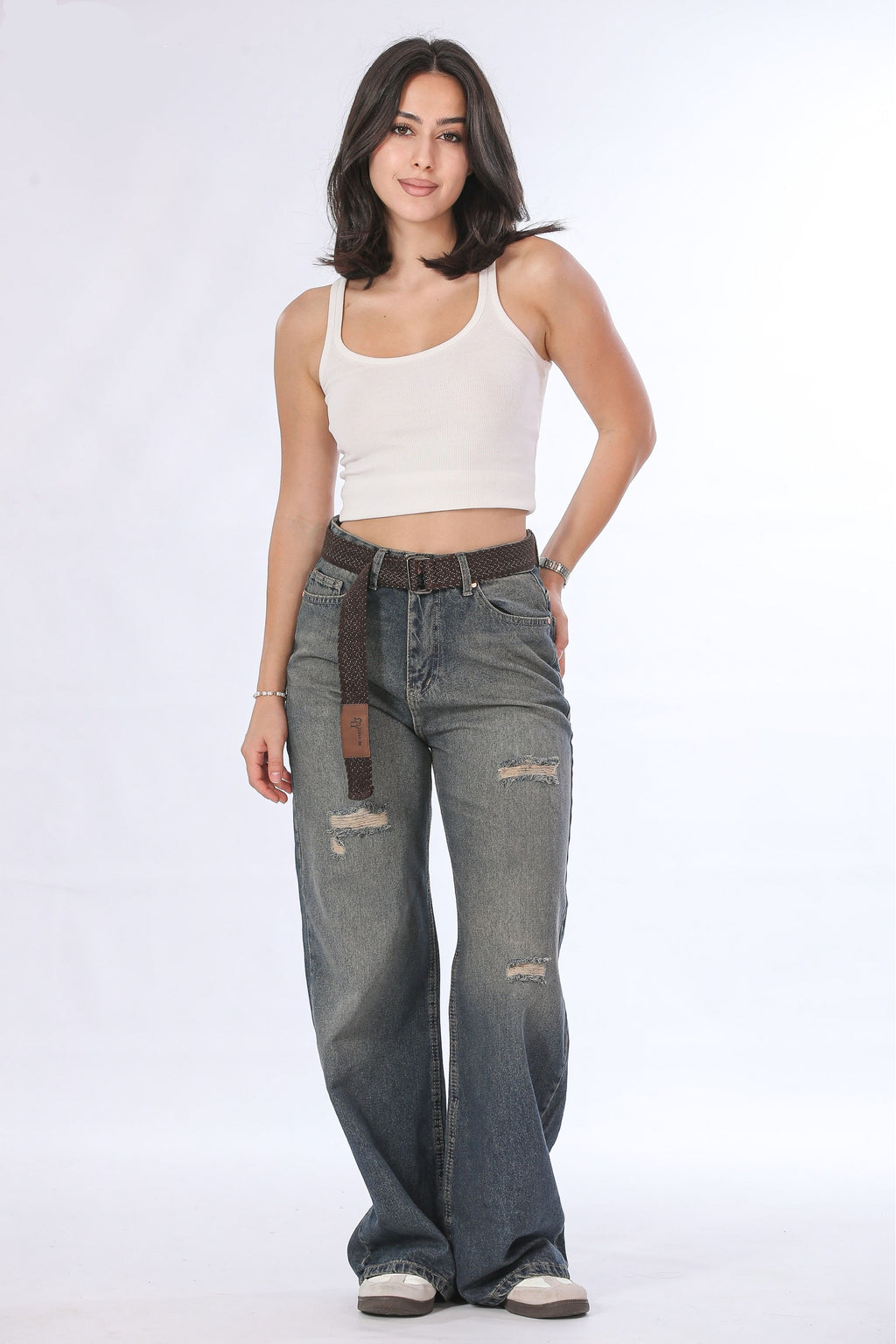 Vintage Wash Torn Baggy Denim - 11724